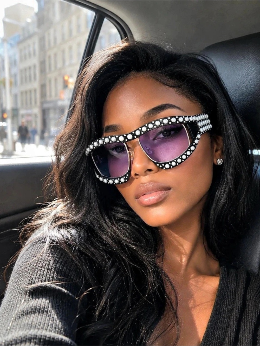 Studded Mask Pearl Sunglasses